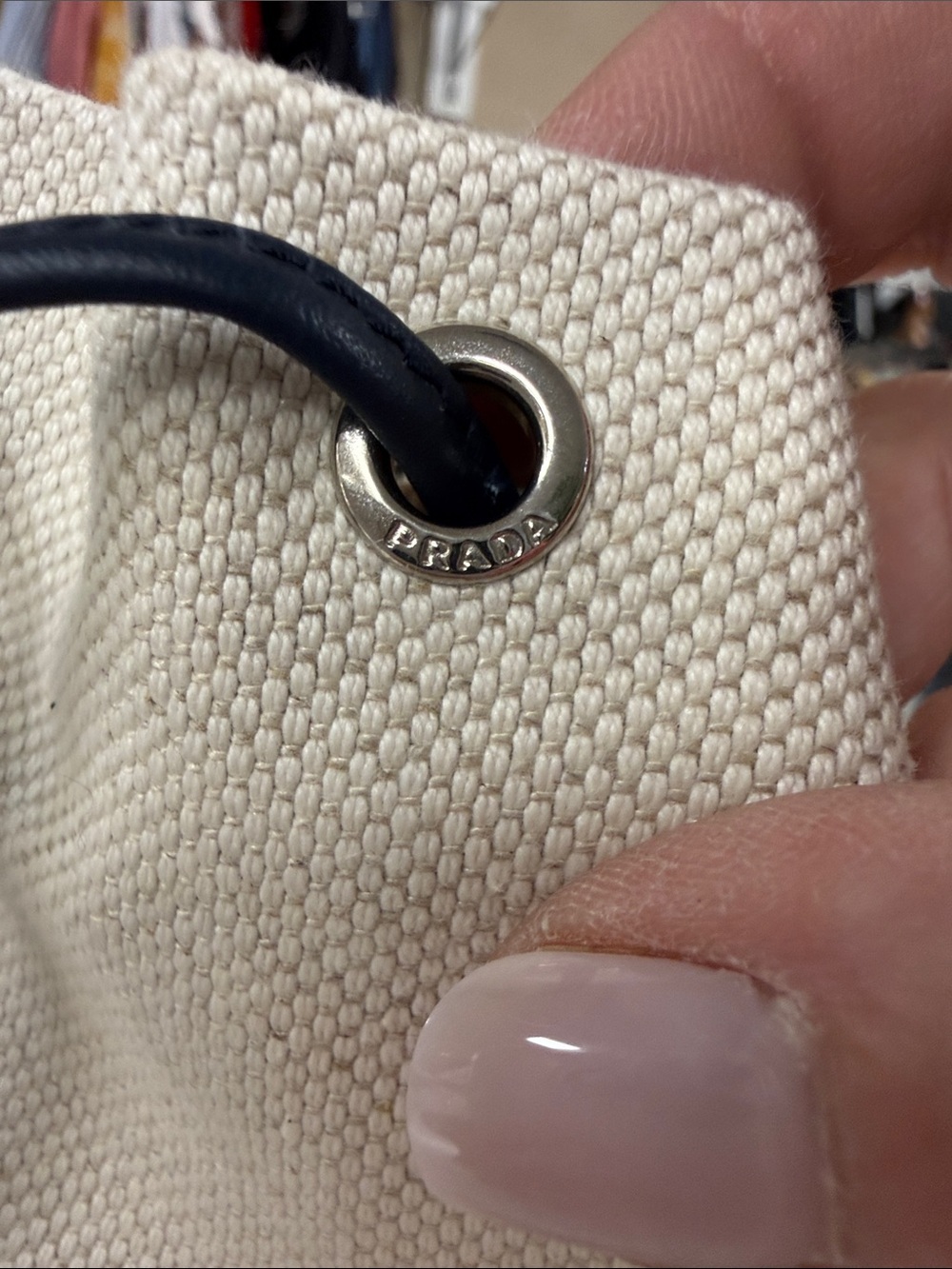 PRADA NEW Canvas Bucket Bag Drawstring Closure - Picture 6 of 13